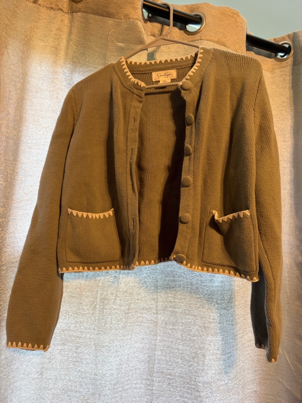 Jessica Simpson Olive Green Cropped Knit Blazer